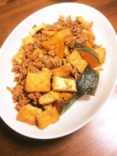 カボチャとひき肉と厚揚げでスパイシー炒め-レシピのメイン写真