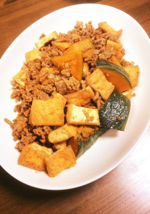 カボチャとひき肉と厚揚げでスパイシー炒め-レシピのメイン写真