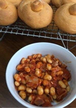 野菜ジュースとベーコンの大豆煮-レシピのメイン写真