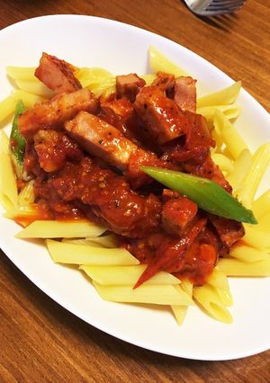 アスパラとベーコンのトマトソースペンネ-レシピのメイン写真