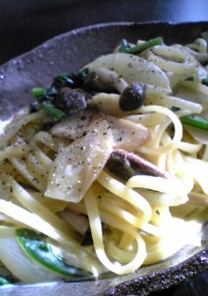 キノコとホウレンソウの豆乳クリームパスタ-レシピのメイン写真