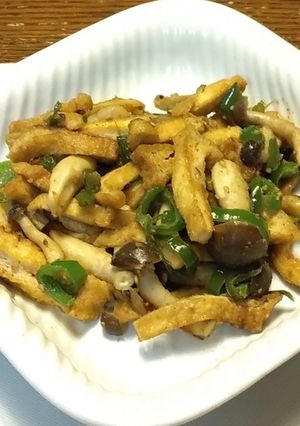 簡単！油揚げ、ピーマン、しめじのきんぴら炒め-レシピのメイン写真