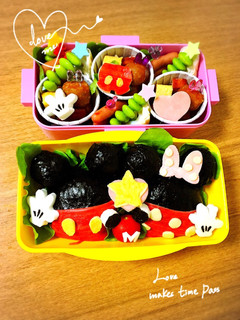 ミッキーミニー簡単キャラ弁-レシピのメイン写真