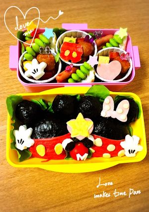 ミッキーミニー簡単キャラ弁-レシピのメイン写真