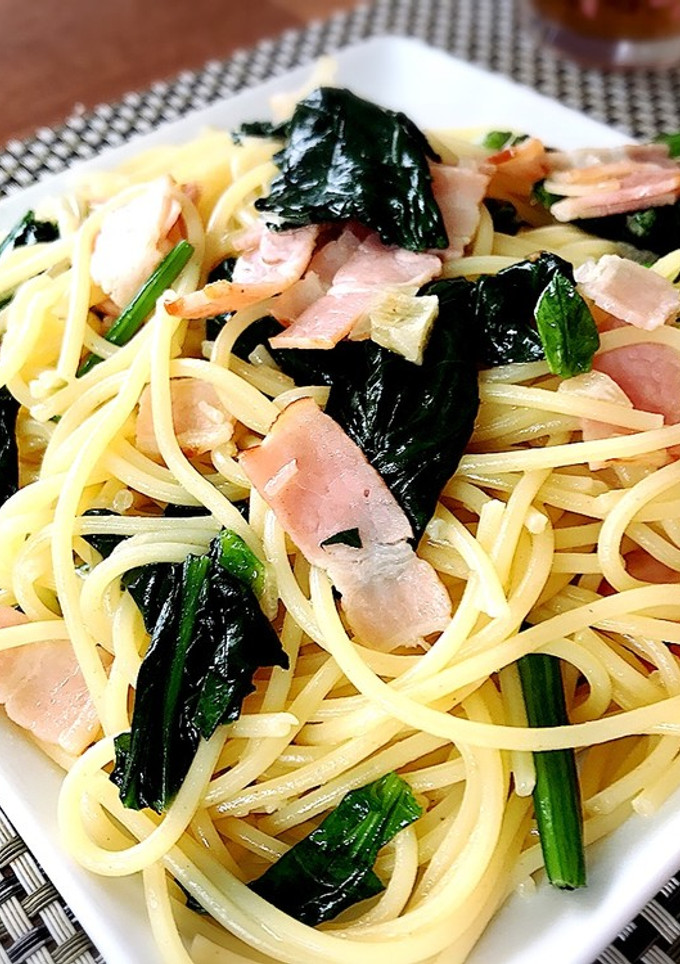 白だしで☆ほうれん草とベーコン和風パスタ-レシピのメイン写真