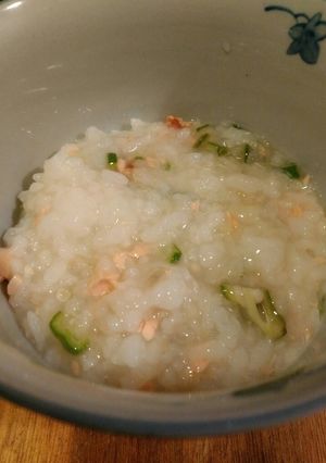 とろみコツあり！離乳食！オクラ鮭がゆ-レシピのメイン写真