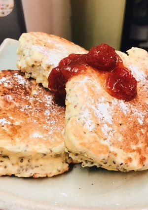 もちもちパンケーキ w/ チアシード-レシピのメイン写真