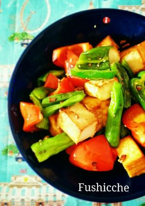 健康美人♡揚げ豆腐と夏野菜炒め-レシピのメイン写真