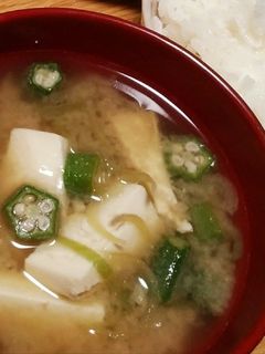 オクラみょうが豆腐のお味噌汁-レシピのメイン写真