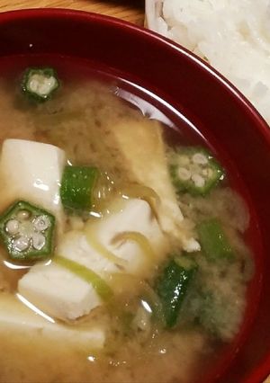 オクラみょうが豆腐のお味噌汁-レシピのメイン写真