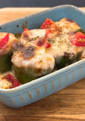 輪切りピーマン肉詰めチーズ焼き-レシピのメイン写真