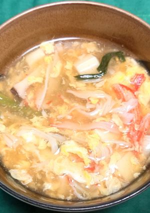 カニかまと豆腐入り中華風かき玉スープ-レシピのメイン写真