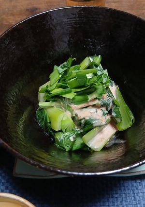 小松菜にらの砂糖醤油和え胡麻ドレッシング-レシピのメイン写真