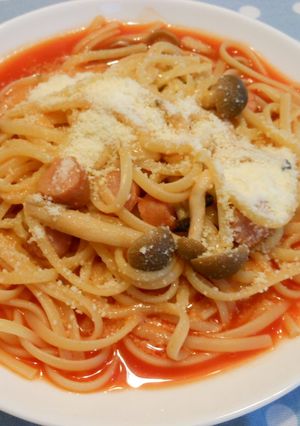 ウインナーとしめじの野菜ジュースパスタ-レシピのメイン写真
