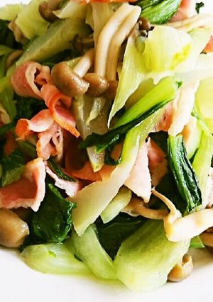 チンゲン菜とベーコンの蒸し炒め-レシピのメイン写真