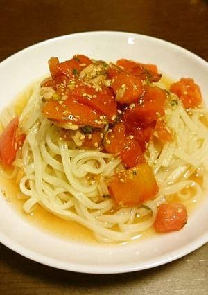 ツナとトマトのぶっかけ冷うどん-レシピのメイン写真