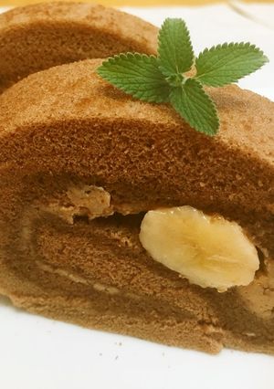 SwansDownチョコバナロールケーキ-レシピのメイン写真