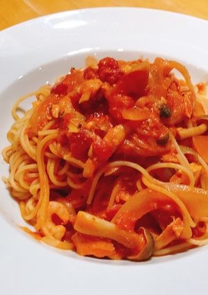 簡単!鮭のトマトクリームパスタ-レシピのメイン写真