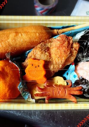 小学生男子のお弁当〜フライドチキン-レシピのメイン写真