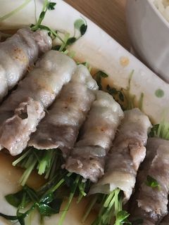 豆苗の豚肉巻きレンジ蒸し-レシピのメイン写真