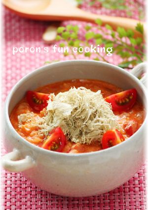 野菜ジュースde和風とろろトマトリゾット-レシピのメイン写真