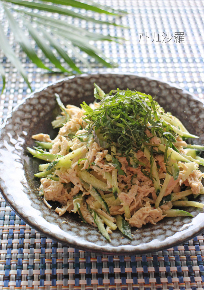 レンジで簡単♪鶏ささみ＆きゅうりの和え物-レシピのメイン写真