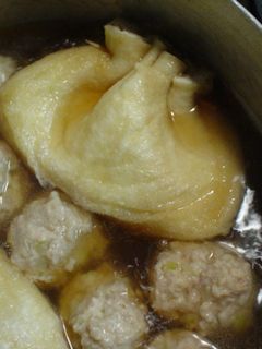 ☆卵入り揚げ巾着と鶏だんごの煮物-レシピのメイン写真