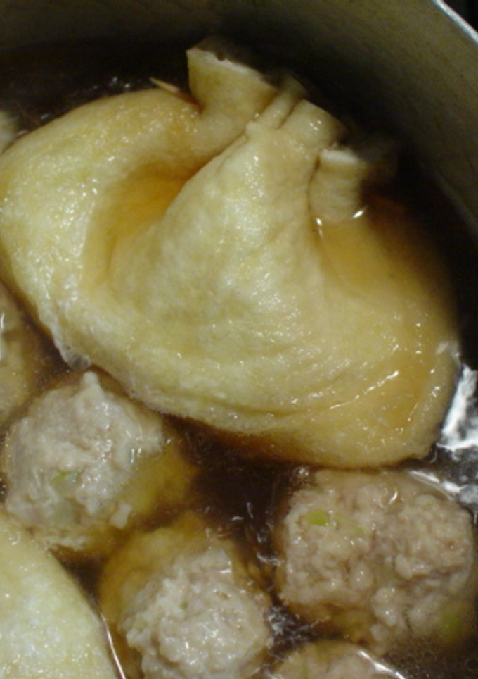 ☆卵入り揚げ巾着と鶏だんごの煮物-レシピのメイン写真