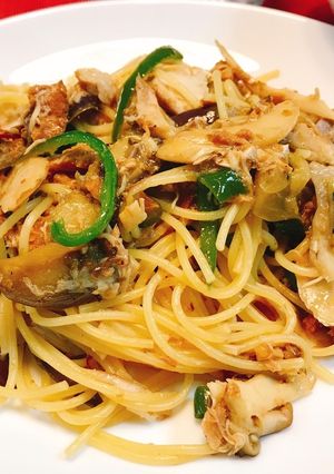 鯖とたっぷり野菜☆柚子胡椒和風パスタ-レシピのメイン写真