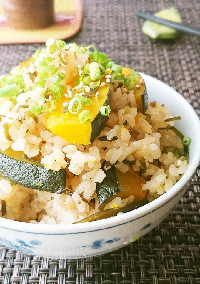 かぼちゃと塩昆布の炊き込みご飯-レシピのメイン写真
