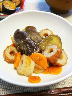 茄子と竹輪の味噌胡麻炒め煮-レシピのメイン写真