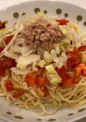 トマトとレタスとツナ、簡単♪冷製パスタ！-レシピのメイン写真