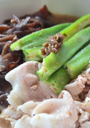 夏バテ予防☆きくらげとおくら冷しゃぶ素麺-レシピのメイン写真