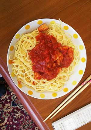 鶏肉のトマトソーススパゲッティ-レシピのメイン写真