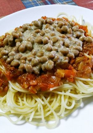 簡単！納豆ミートソーススパゲッティー♡-レシピのメイン写真