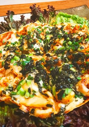 餃子の皮ピザ☆豚キムチーズ-レシピのメイン写真