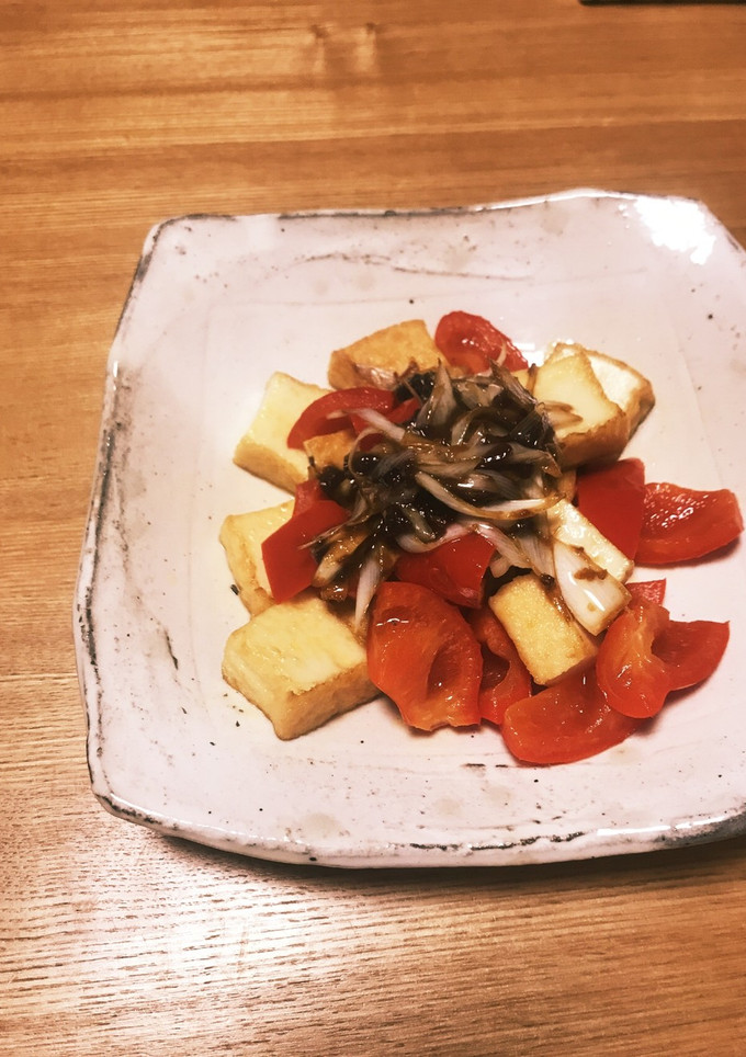 パプリカと厚揚げ炒め ネギ柚味噌添え-レシピのメイン写真