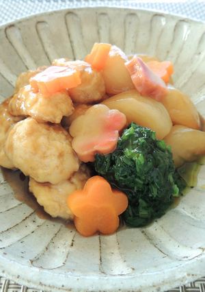 ふわふわ鶏団子と蕪の煮物(介護食)-レシピのメイン写真