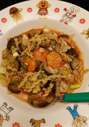 野菜ジュースで時短＆栄養満点♪スープスパ-レシピのメイン写真