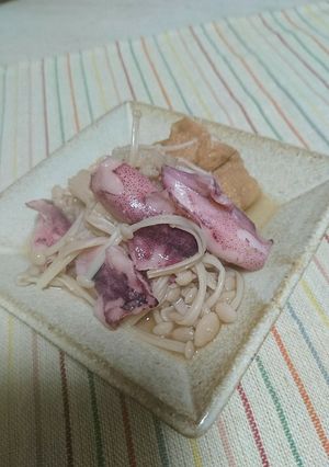 美味！ホタルイカと京揚げとえのきの煮物-レシピのメイン写真