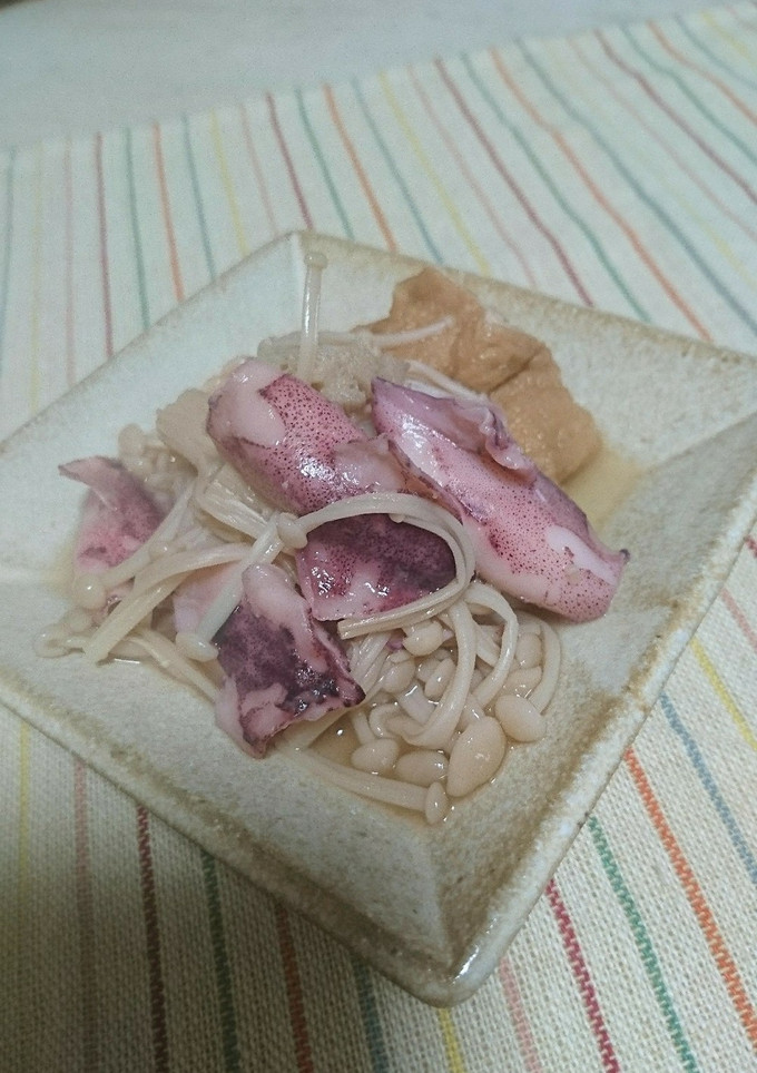 美味！ホタルイカと京揚げとえのきの煮物-レシピのメイン写真
