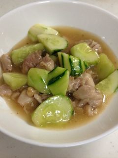 きゅうりと鶏肉の炒め物〜中華スープ風-レシピのメイン写真