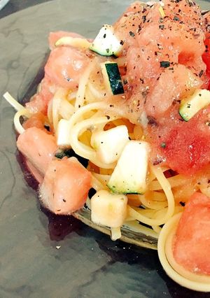トマトとズッキーニの冷製パスタ-レシピのメイン写真