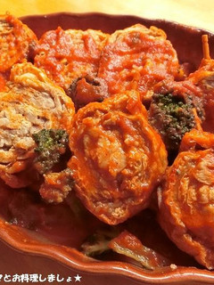 野菜ジュースで簡単★豚肉油揚げのロール煮-レシピのメイン写真