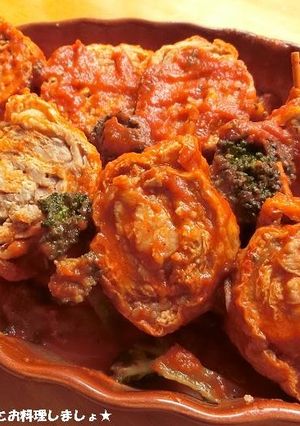 野菜ジュースで簡単★豚肉油揚げのロール煮-レシピのメイン写真
