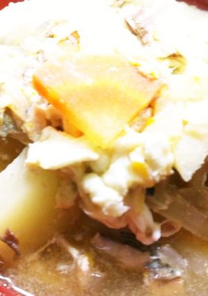 旬❢鯖缶と玉子のふわふわたけのこ汁-レシピのメイン写真