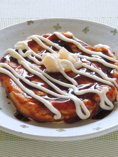 しっとりお好み焼き・ホタテ添え(介護食)-レシピのメイン写真