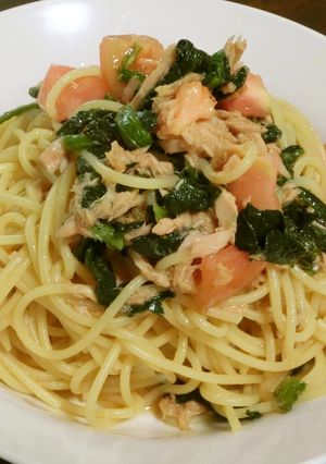 ツナとトマト、ほうれん草の冷製パスタ-レシピのメイン写真