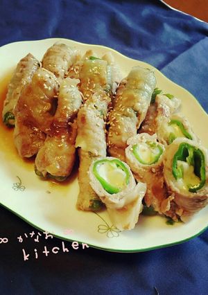 豪快!!チーズinピーマンの肉巻き-レシピのメイン写真