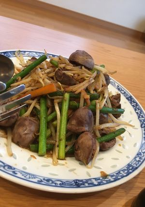 お手軽中華＊ピリ辛＊ハツとニンニクの芽-レシピのメイン写真